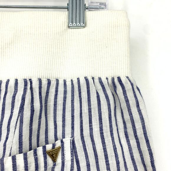 Guess Pull On Wide Leg Pants Womens Size Small Blue White Striped 100% Linen - Picture 3 of 8